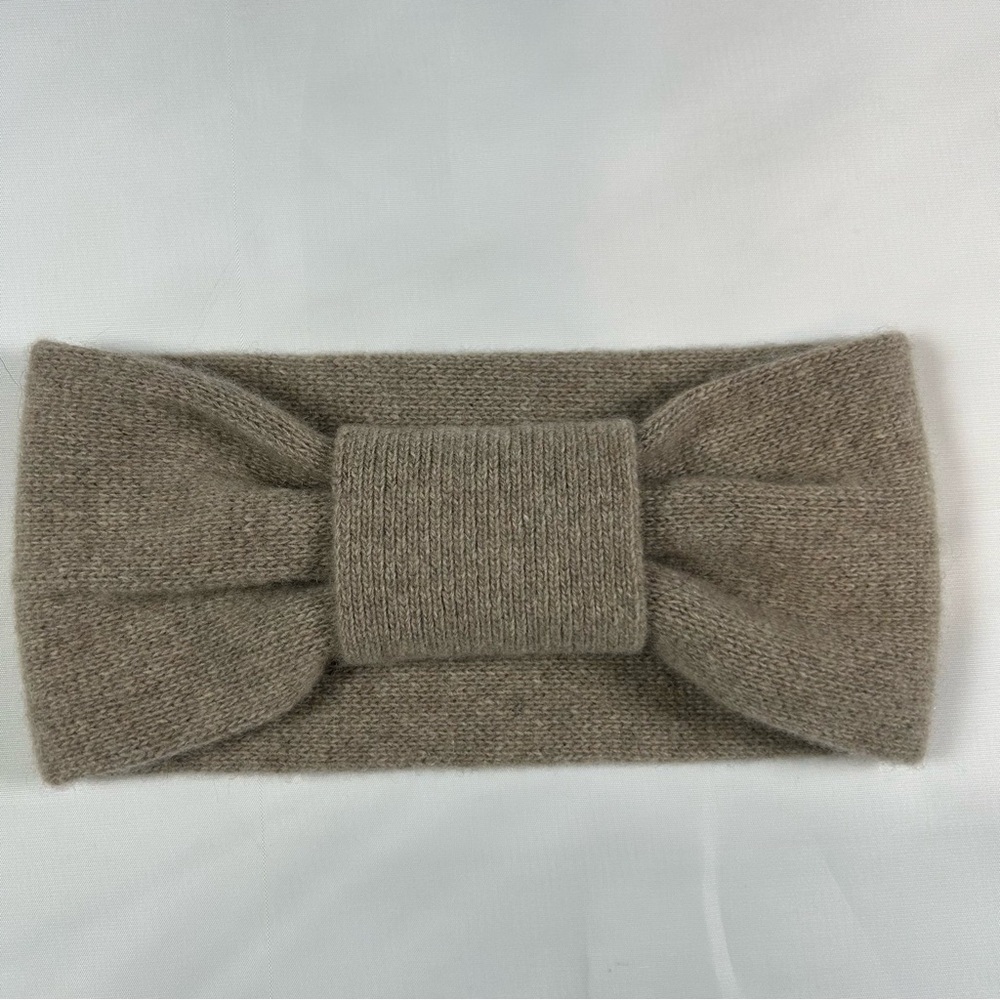 Portolano 100% Cashmere Beige Jersey Knot Fashion Headband